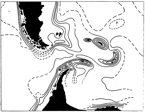 Рисунок 26. Батиметрическая карта пролив Дрейка (по Гриллю)