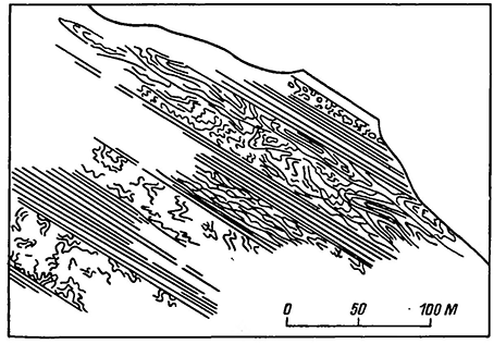 Рисунок 35. Подводно-оползневые дислокации в известняках мела и палеогена Албании