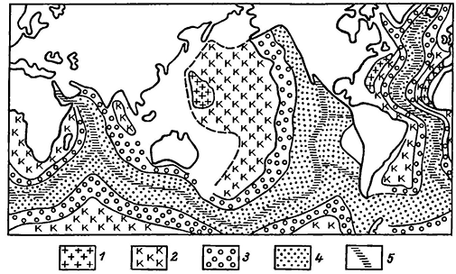 Рисунок 4. Схематическая карта возраста океанической коры