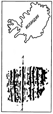 Рисунок 6. Магнитное поле хребта Рейкьянес