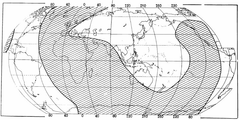 Рисунок 63. Карта вероятного расположения восходящих и нисходящих конвективных потоков в современной мантии Земли