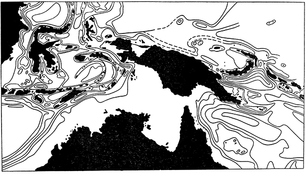 Рисунок 25. Батиметрическая карта акваторий, окружающих остров Новая Гвинея