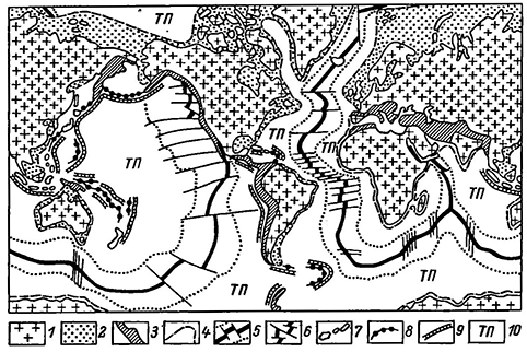 Рисунок 3. Основные тектонические структуры земной коры.